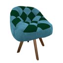 Ver imagem 2 de Poltrona Paloma Escritório Sala Giratória Madeira Suede Azul Turquesa e Suede Verde - Dominic Decor