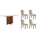 Ver imagem 1 de Conjunto: Mesa de Cozinha Berlim Curvo 120cm + 4 Cadeiras Dakota Naturale/off White - Suede Creme -