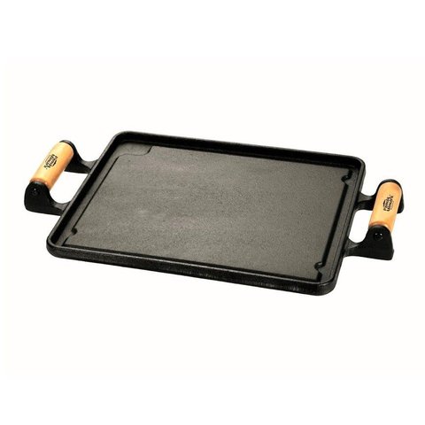 Chapa Lisa Quadrada Ferro Alça Madeira Panelamineira 30x30cm
