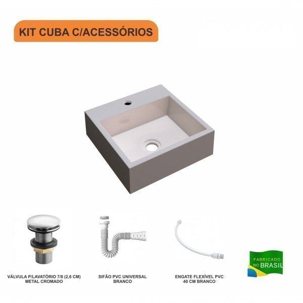 Kit Cuba Q395 com Válvula Click 1 Polegada G Sifão Flexível PVC Compace - 3