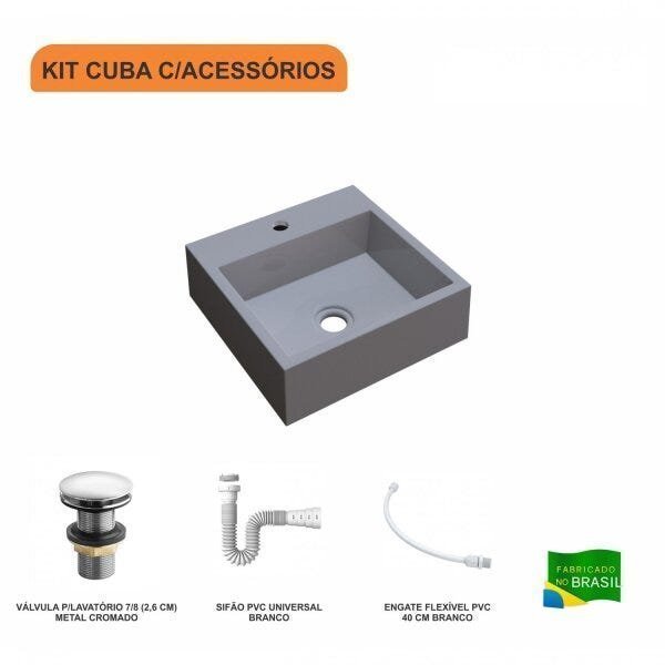 Kit Cuba Q395 com Válvula Click 1 Polegada G Sifão Flexível PVC Compace - 3