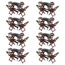 Ver imagem 1 de Kit 8 Jogos de Mesa com 4 Cadeiras de Madeira Dobrável 120x70 Ideal para Bar e Restaurante - Imbuia