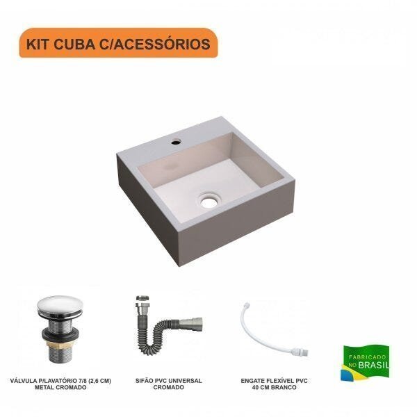 Kit Cuba Q395 com Válvula Click 1 Polegada G Sifão Cromado e Flexível Compace - 3