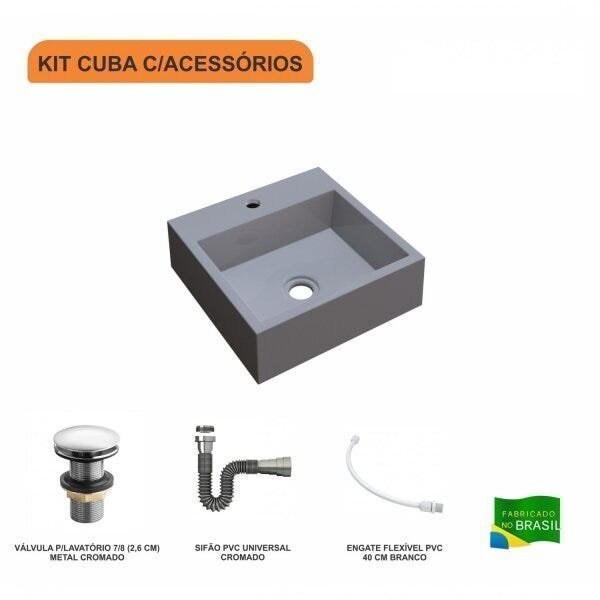 Kit Cuba Q395 com Válvula Click 1 Polegada G Sifão Cromado e Flexível Compace - 3