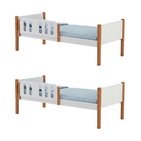 Kit 2 Camas Infantil Solteiro Ônix 2 Colchões Cama Criança Quarto Infantil - Branco Mel