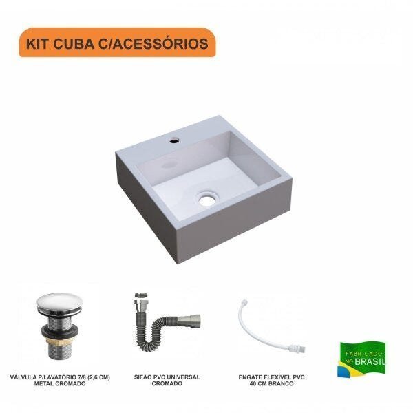 Kit Cuba Q395 com Válvula Click 1 Polegada G Sifão Cromado e Flexível Compace - 3