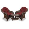 Conjunto de Poltronas Fibra Sintética Janaína - 2 Poltronas + 1 Mesa Centro - Tecido Duna Vermelho - 1