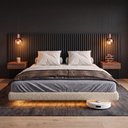Ver imagem 3 de Cama Box King Osaka Flutuante Base Estofada Bouclê Bege Desk Design