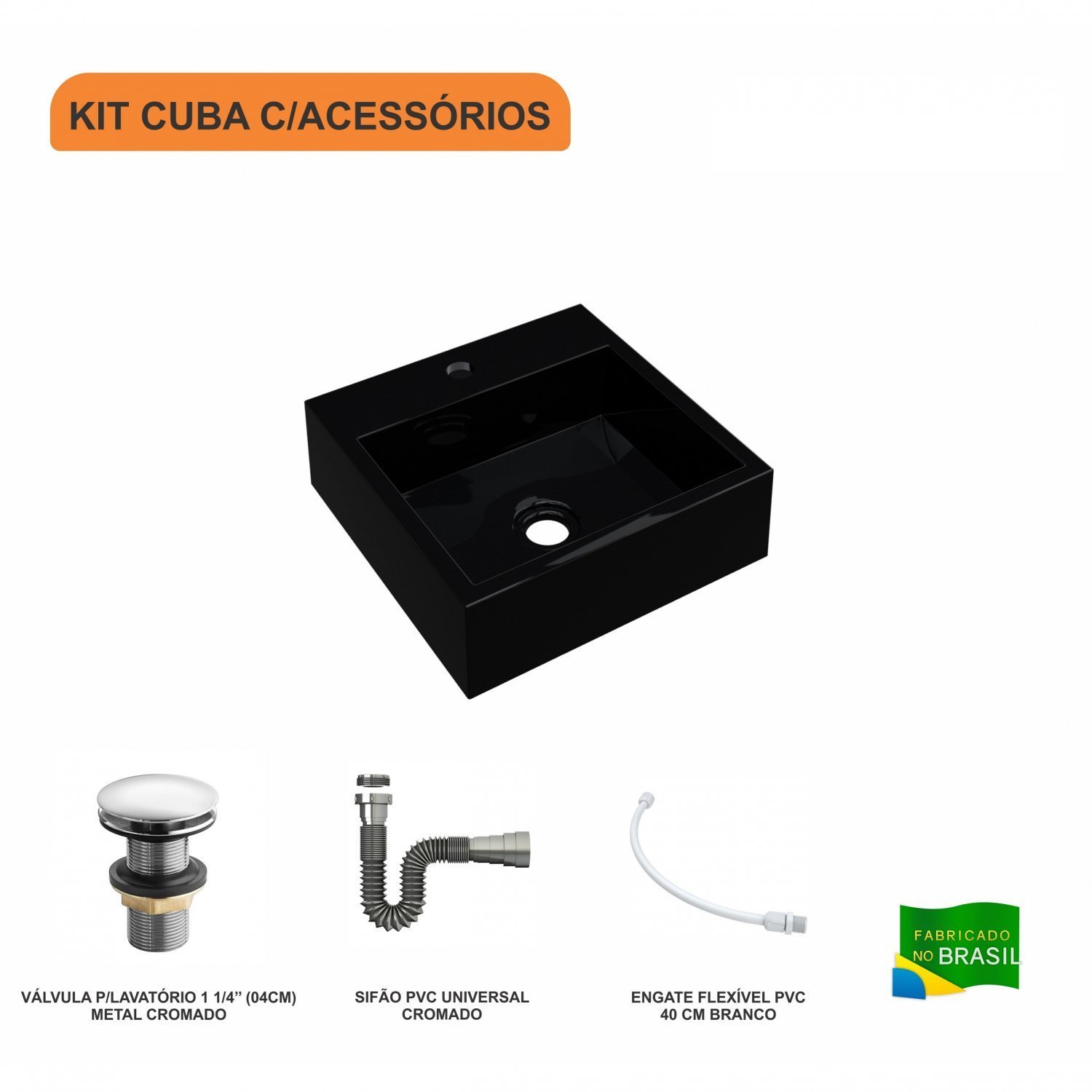 Kit Cuba Q395 Válvula Click 1 1/2 Polegada Sifão Flexível Cromado Compace - 3