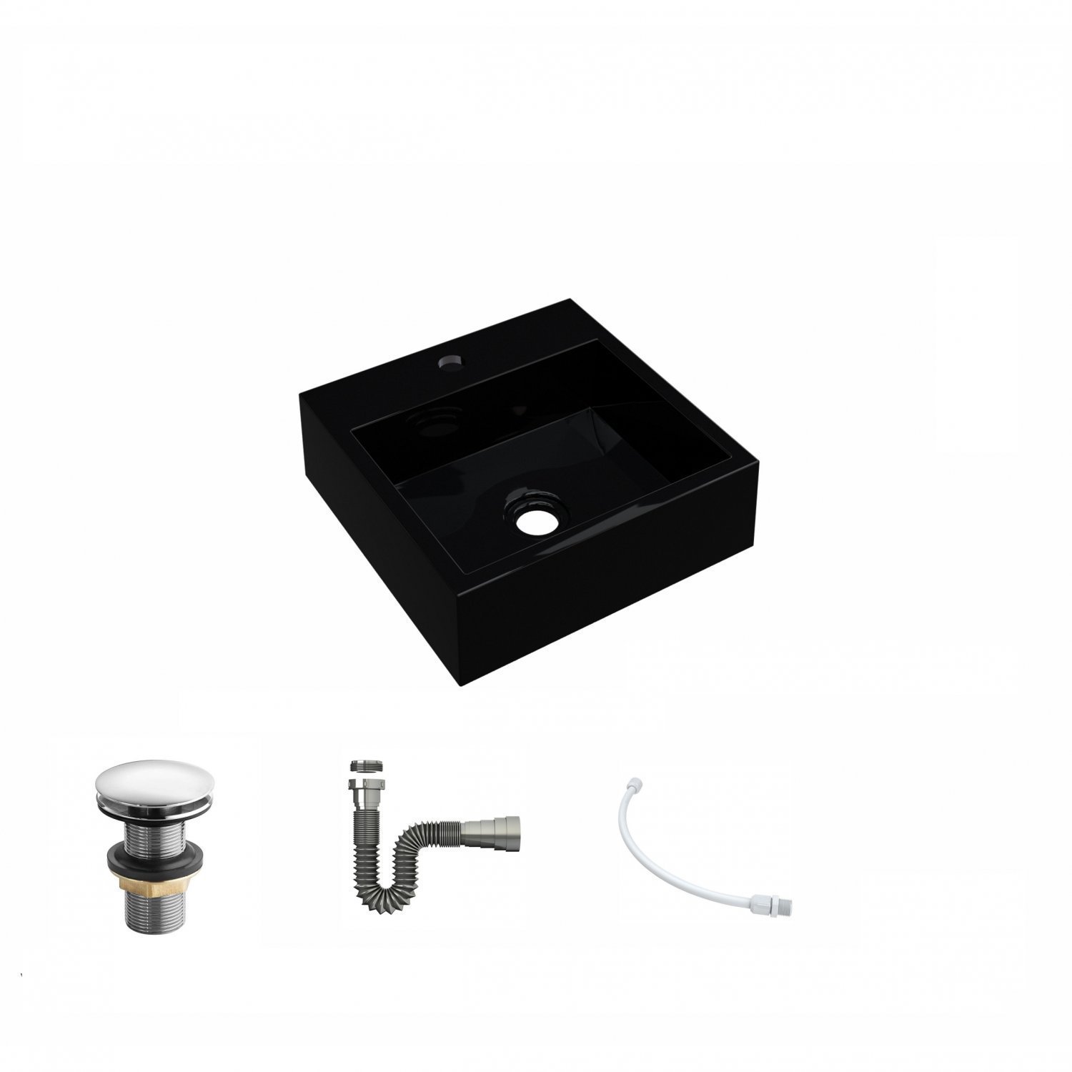 Kit Cuba Q395 Válvula Click 1 1/2 Polegada Sifão Flexível Cromado Compace - 2