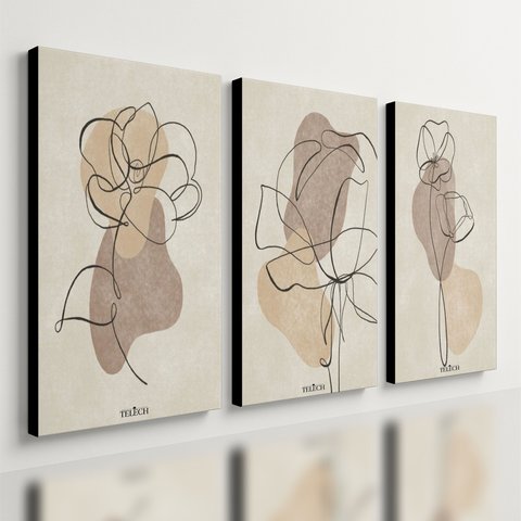 Kit 3 Quadro Arte Moderna Pintura Abatrata Mdf Tratado 28x20cm