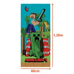 Toalha de Banho Infantil Minecraft Felpuda Algodão Praia Piscina Lepper - 2