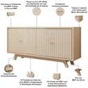 Ver imagem 3 de Aparador Buffet para Sala de Jantar 4 Portas 180cm Junia D05 Off White - Lyam Decor
