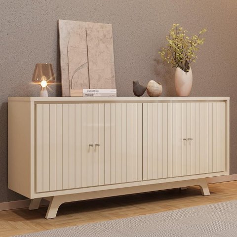 Aparador Buffet para Sala de Jantar 4 Portas 180cm Junia D05 Off White - Lyam Decor