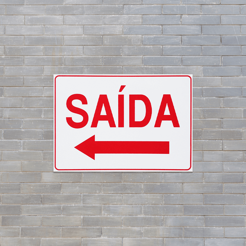 Combo 3 Placas De Sinalização Saída Com Seta Para Esquerda 30x20 Acesso - S-212 F9e
