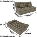 Ver imagem 5 de Sofa Cama 2 Lugares 185 Cm Duda Veludo Maserati Milani Store Marrom Claro