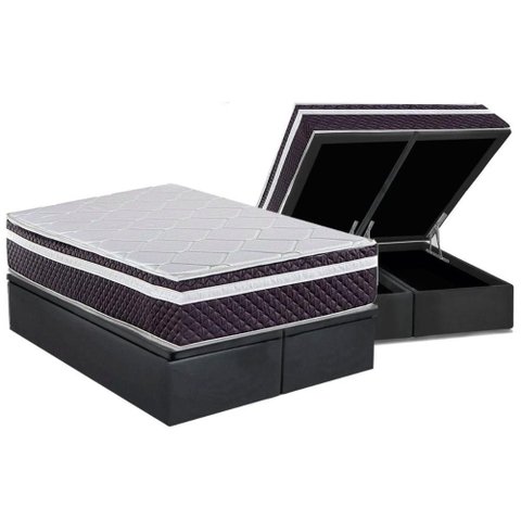 Cama Box Baú King: Colchão Molas Masterpocket Ensacadas Herval C1789 + Base Crc Suede Gray (
