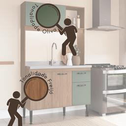 Armário Cozinha Completa Compacta Marrom Freijó e Verde Oliva Mdp - 2