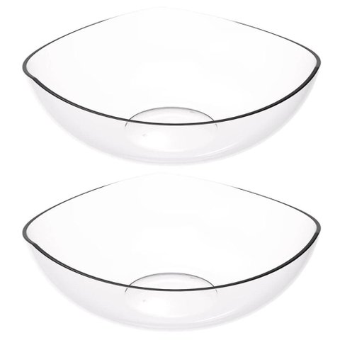 Kit 2 Saladeiras Tigela Plástica Salada Pipoca Doces Sobremesa Transparente Trio Crippa