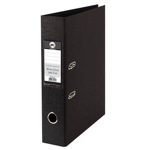 Pasta Fichario Registradora Az com Lombo 75mm Oficio A4 Dac Preto