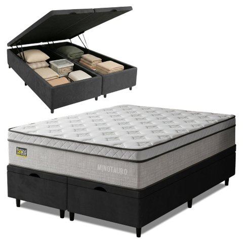 Cama Box Baú Colchão Queen Ortopédico D33 158x198x75cm Minotauro Hellen