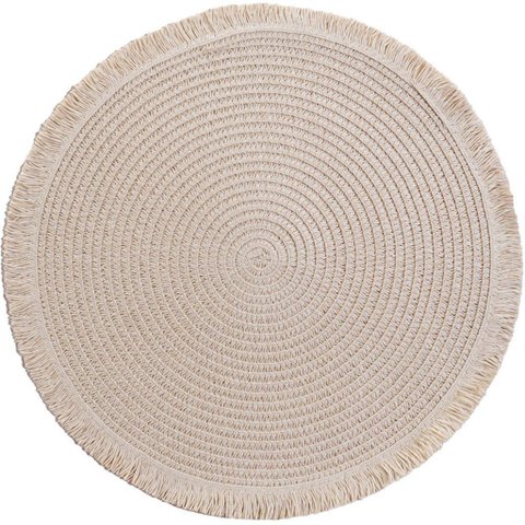 Lugar Americano Redondo Franja 38cm Palha