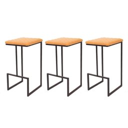 Kit 3 Banquetas Altas Estofadas Para Cozinha Americana Ilha Bancada Balcão Bistrô Luxo Bari - 1