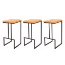 Ver imagem 1 de Kit 3 Banquetas Altas Estofadas para Cozinha Americana Ilha Bancada Balcão Bistrô Luxo Bari