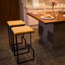 Kit 3 Banquetas Altas Estofadas Para Cozinha Americana Ilha Bancada Balcão Bistrô Luxo Bari - 2