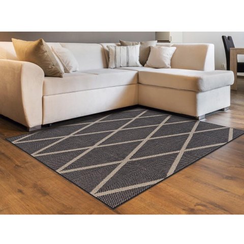 Tapete Sala 2,5 x 3 Metros Retangular Marrom Cinza Preto