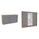 Ver imagem 2 de Conjunto Cômoda 8 Gavetas com Guarda Roupa 3 Portas Correr com Espelho Porto Cinza/Freijó
