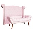 Ver imagem 1 de Conjunto Sienna Cabeceira e Recamier Casal 140 Cm Corano Rosa Bebe - LM DECOR