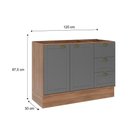 Ver imagem 2 de Balcão Gabinete de Pia Bella 2 Portas 3 Gavetas Nog/Cinza 120cm Carraro