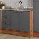 Ver imagem 1 de Balcão Gabinete de Pia Bella 2 Portas 3 Gavetas Nog/cinza 120cm Carraro