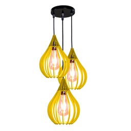 Luminária Teto Lustre pendente balcão cozinha sala trio:Amarelo - 1