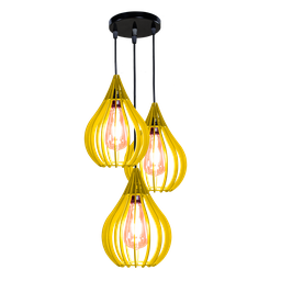 Luminária Teto Lustre pendente balcão cozinha sala trio:Amarelo - 2