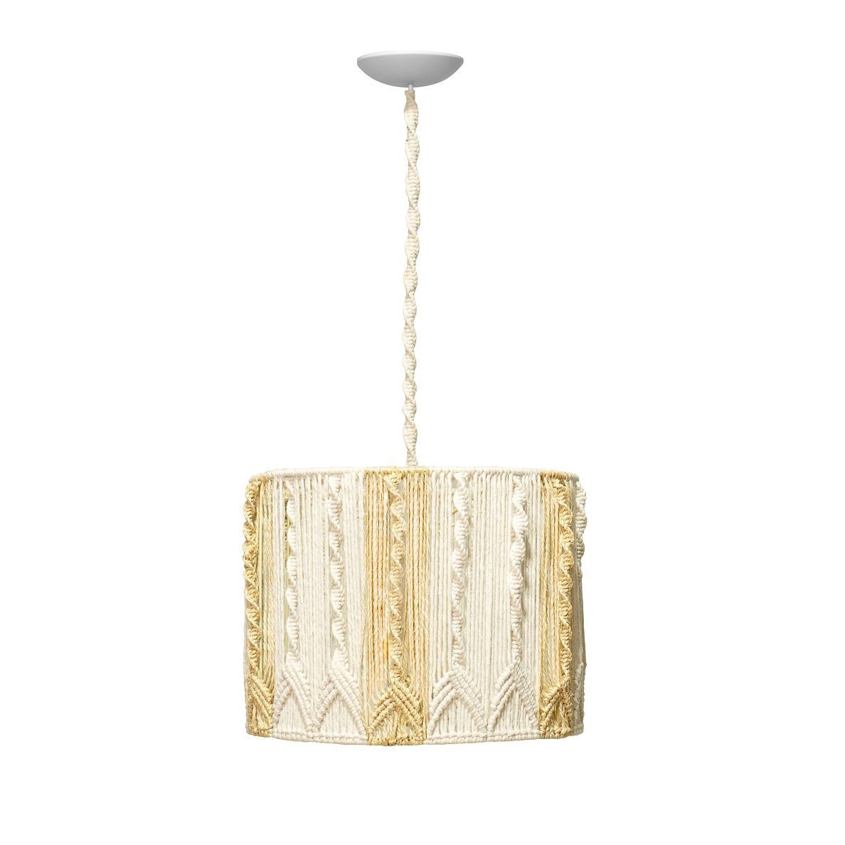 Pendente Luminária De Teto Em Sisal Decoração Luxo:Luminária Madeira/Palha - 3