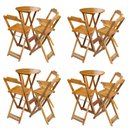 Ver imagem 1 de Kit 4 Conjuntos de Mesa Bistrô Dobravel em Madeira Maciça com 3 Banquetas Altas - Mel