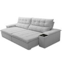 Ver imagem 6 de Sofá Retrátil Reclinável para Sala de Estar Living 230cm Ártico F04 Bouclê Cinza - Lyam Decor
