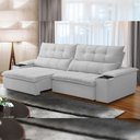 Ver imagem 1 de Sofá Retrátil Reclinável para Sala de Estar Living 230cm Ártico F04 Bouclê Cinza - Lyam Decor