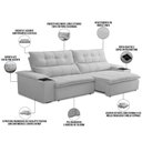 Ver imagem 3 de Sofá Retrátil Reclinável para Sala de Estar Living 230cm Ártico F04 Bouclê Cinza - Lyam Decor