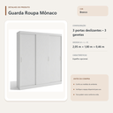 Ver imagem 4 de Guarda Roupa Casal Mônaco 3 Portas de Correr 3 Gavetas Branco Formimóveis