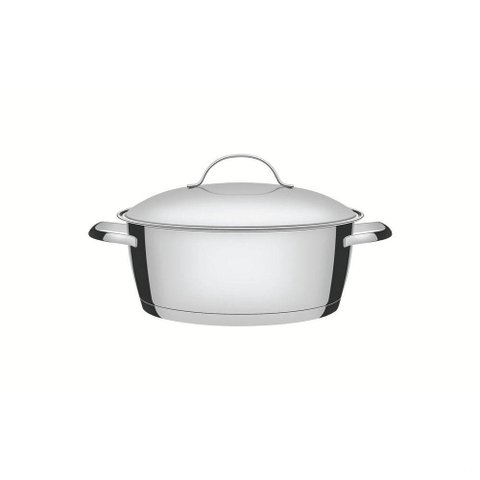 Caçarola Rasa Tramontina Allegra em Aço Inox com Fundo Triplo 22 Cm 3,3 L Tramontina