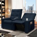 Ver imagem 6 de Poltrona do Papai Reclinável Cinema 2 Lugares Manual Baú Usb Haifa F05 Veludo Azul - Lyam Decor