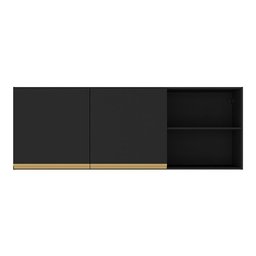 Armário de Cozinha Aéreo 150cm 2 Portas Veneza Multimóveis V3741 Preto/dourado - 5