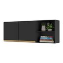 Ver imagem 1 de Armário de Cozinha Aéreo 150cm 2 Portas Veneza Multimóveis V3741 Preto/dourado