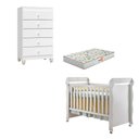 Ver imagem 2 de Berço Americano Mirelle com Colchão Gazin e Cômoda Gaveteiro Ternura Baby Branco Brilho -