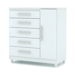 Cômoda Sapateira Lari 1 Porta 5 Gavetas Branco Camarim Tana Decor Vila Rica - 7
