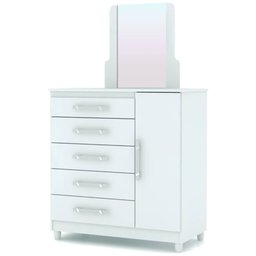 Cômoda Sapateira Lari 1 Porta 5 Gavetas Branco Camarim Tana Decor Vila Rica - 6