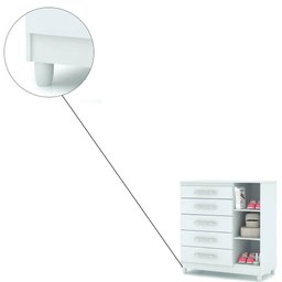 Cômoda Sapateira Lari 1 Porta 5 Gavetas Branco Camarim Tana Decor Vila Rica - 9